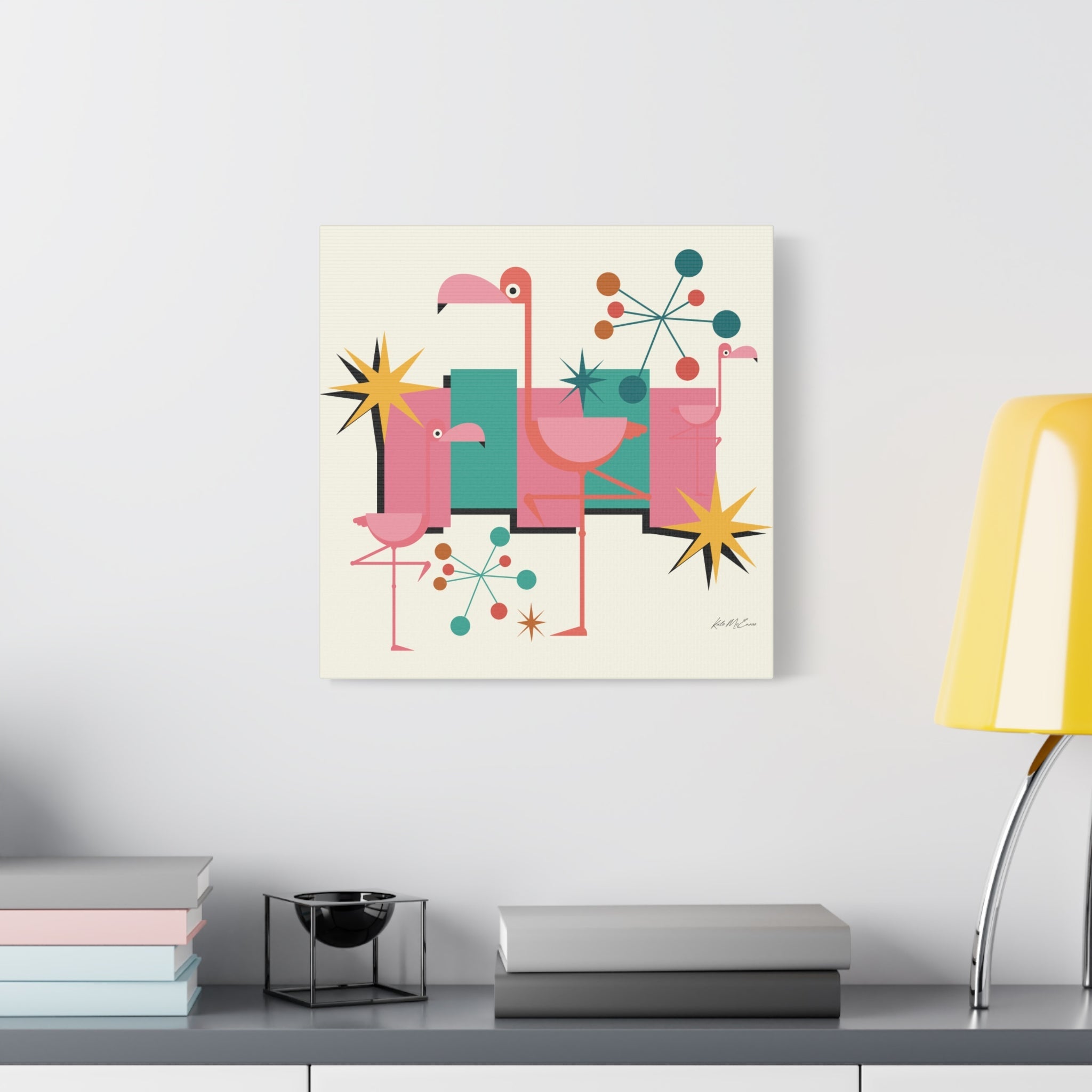 Kate McEnroe New York Palm Springs Kitschy Flamingo 50s Retro Mid Century Modern Canvas ArtCanvas Wall Art78795600709121964798