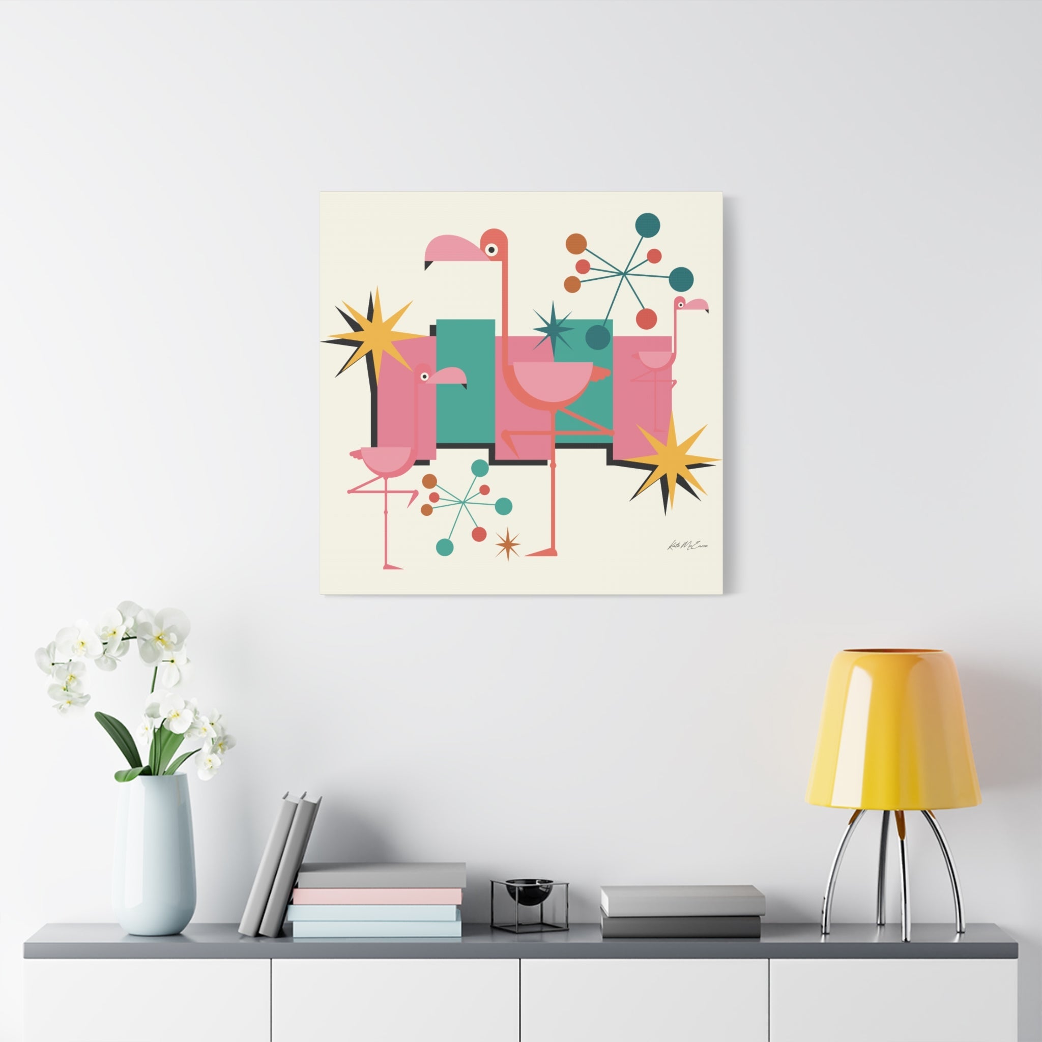 Kate McEnroe New York Palm Springs Kitschy Flamingo 50s Retro Mid Century Modern Canvas ArtCanvas Wall Art78795600709121964798