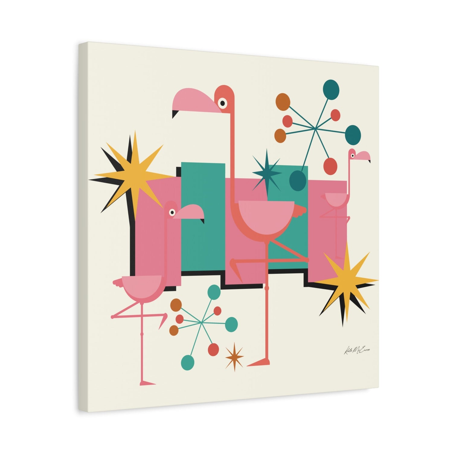 Kate McEnroe New York Palm Springs Kitschy Flamingo 50s Retro Mid Century Modern Canvas ArtCanvas Wall Art78795600709121964798