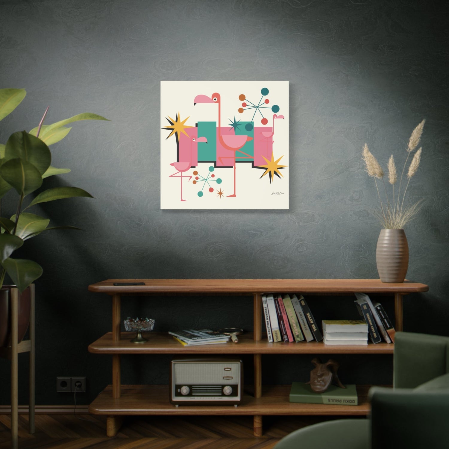 Kate McEnroe New York Palm Springs Kitschy Flamingo 50s Retro Mid Century Modern Canvas ArtCanvas Wall Art78795600709121964798