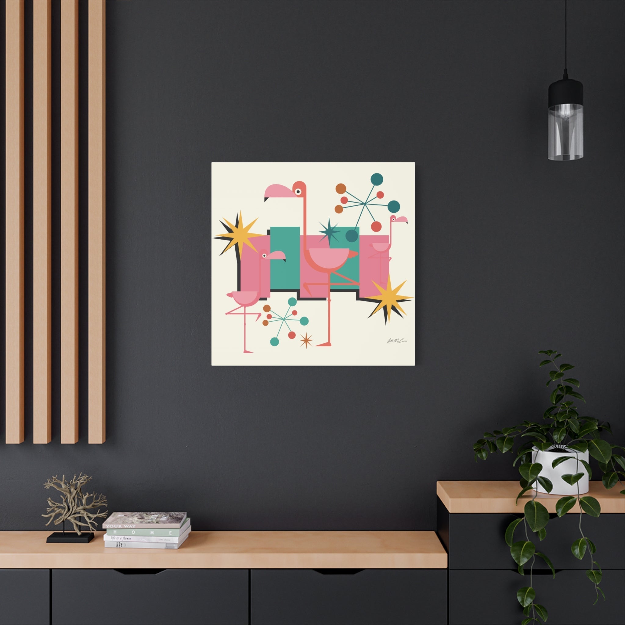 Kate McEnroe New York Palm Springs Kitschy Flamingo 50s Retro Mid Century Modern Canvas ArtCanvas Wall Art78795600709121964798