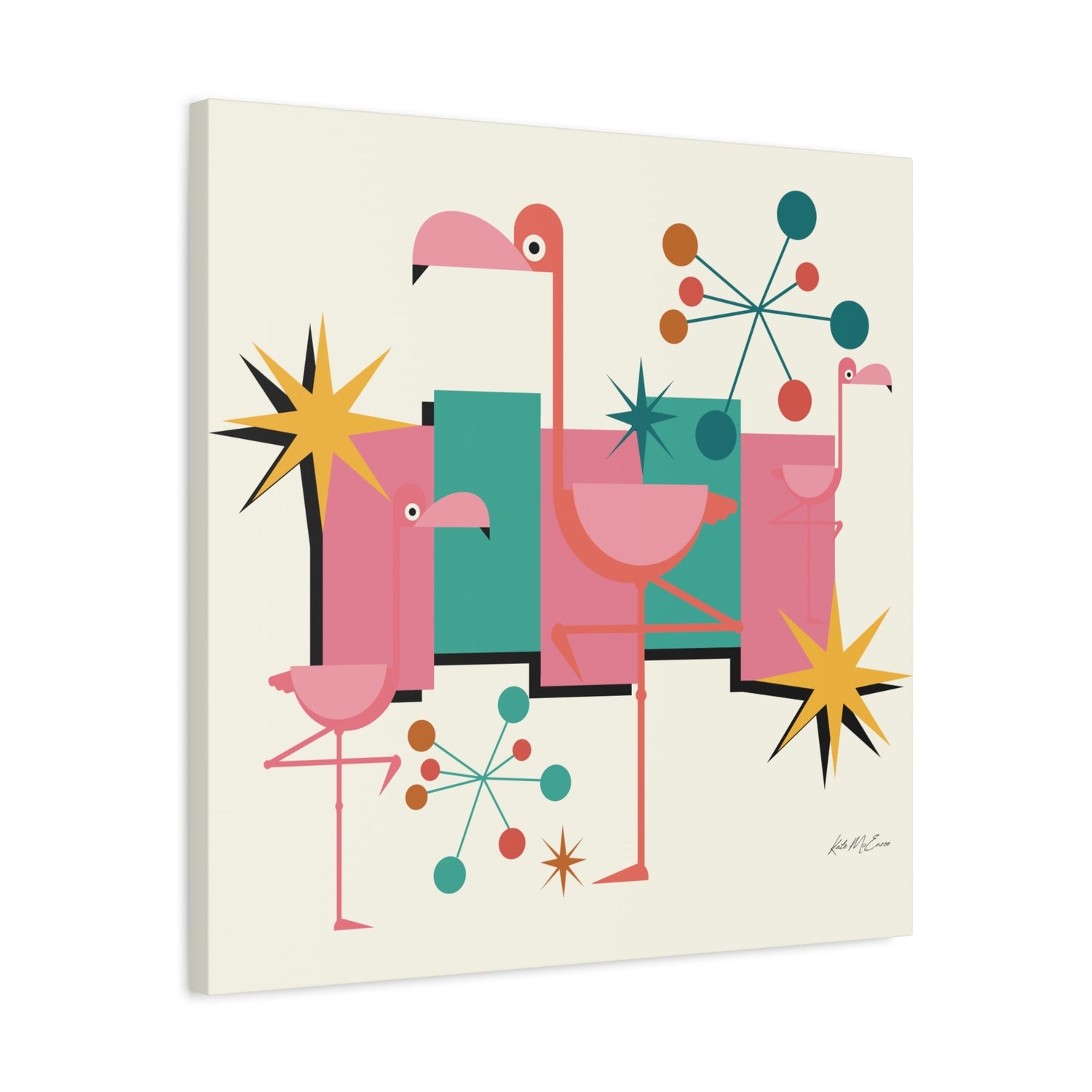 Kate McEnroe New York Palm Springs Kitschy Flamingo 50s Retro Mid Century Modern Canvas ArtCanvas Wall Art78795600709121964798