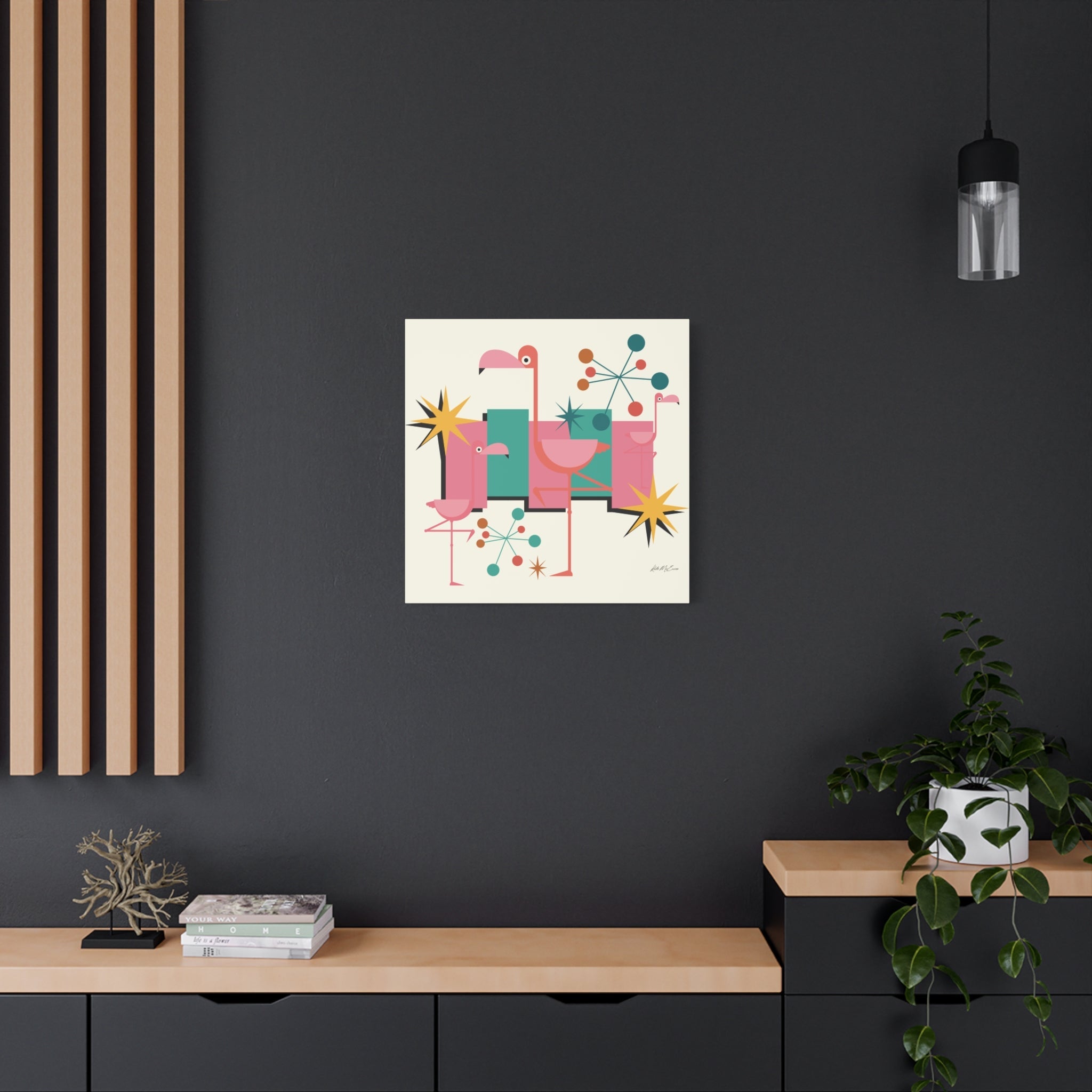 Kate McEnroe New York Palm Springs Kitschy Flamingo 50s Retro Mid Century Modern Canvas ArtCanvas Wall Art78795600709121964798