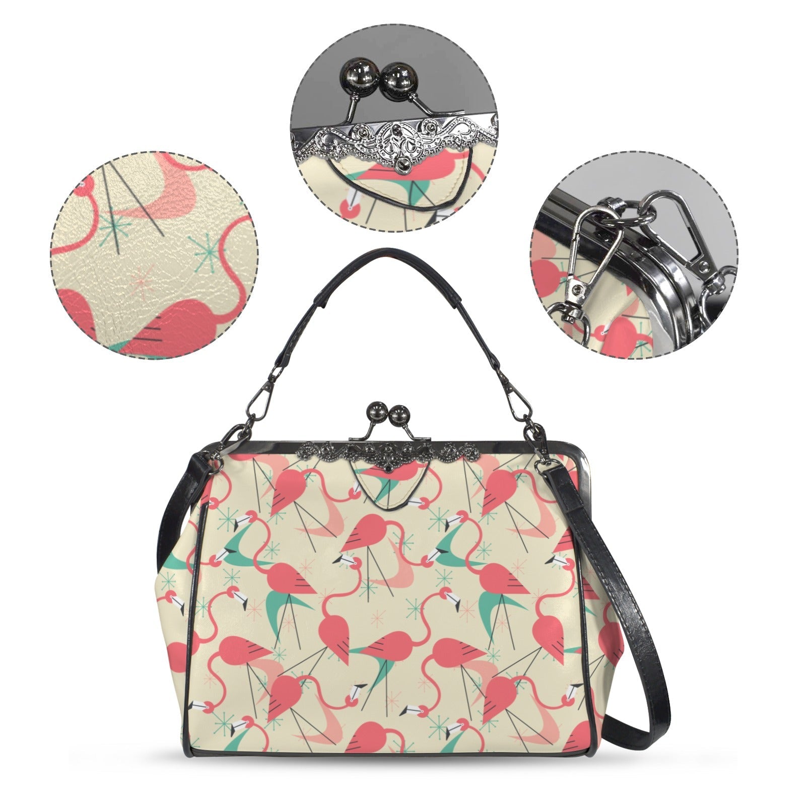 Kate McEnroe New York Palm Springs MCM Pink Flamingo Kitsch Kisslock PurseCrossbody BagsD3382421