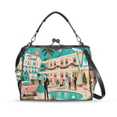 Kate McEnroe New York Palm Springs Mid Century Christmas Tinsel Palms Kiss Lock BagCrossbody BagsD3429282