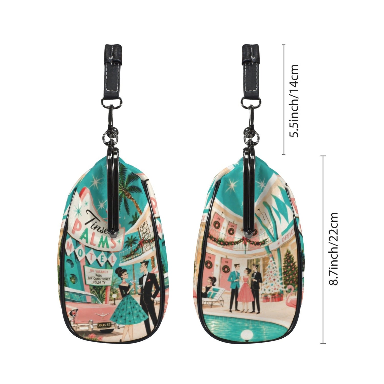 Kate McEnroe New York Palm Springs Mid Century Christmas Tinsel Palms Kiss Lock BagCrossbody BagsD3429282