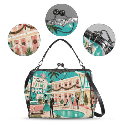 Kate McEnroe New York Palm Springs Mid Century Christmas Tinsel Palms Kiss Lock BagCrossbody BagsD3429282