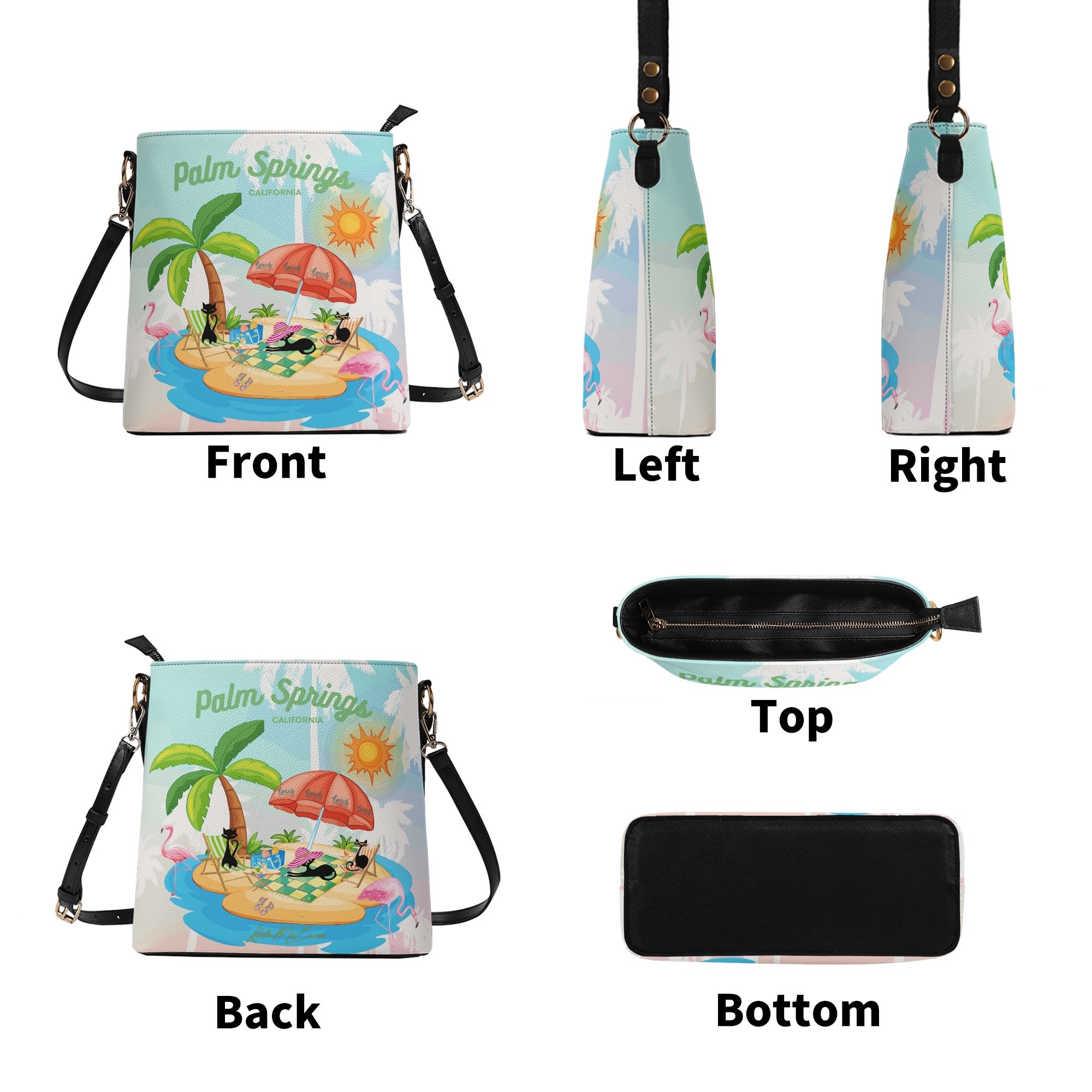 Kate McEnroe New York Palm Springs Mid Century Crossbody Bag, Retro 50s Beach Island Cats Purse, Kitschy Flamingo Summer Shoulder BagHandbagsN2MZKV4N - 1