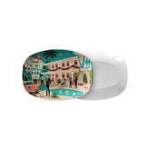 Kate McEnroe New York Palm Springs Mid Century Modern Christmas Platter, Retro Tinsel Palms MotelServing Platters