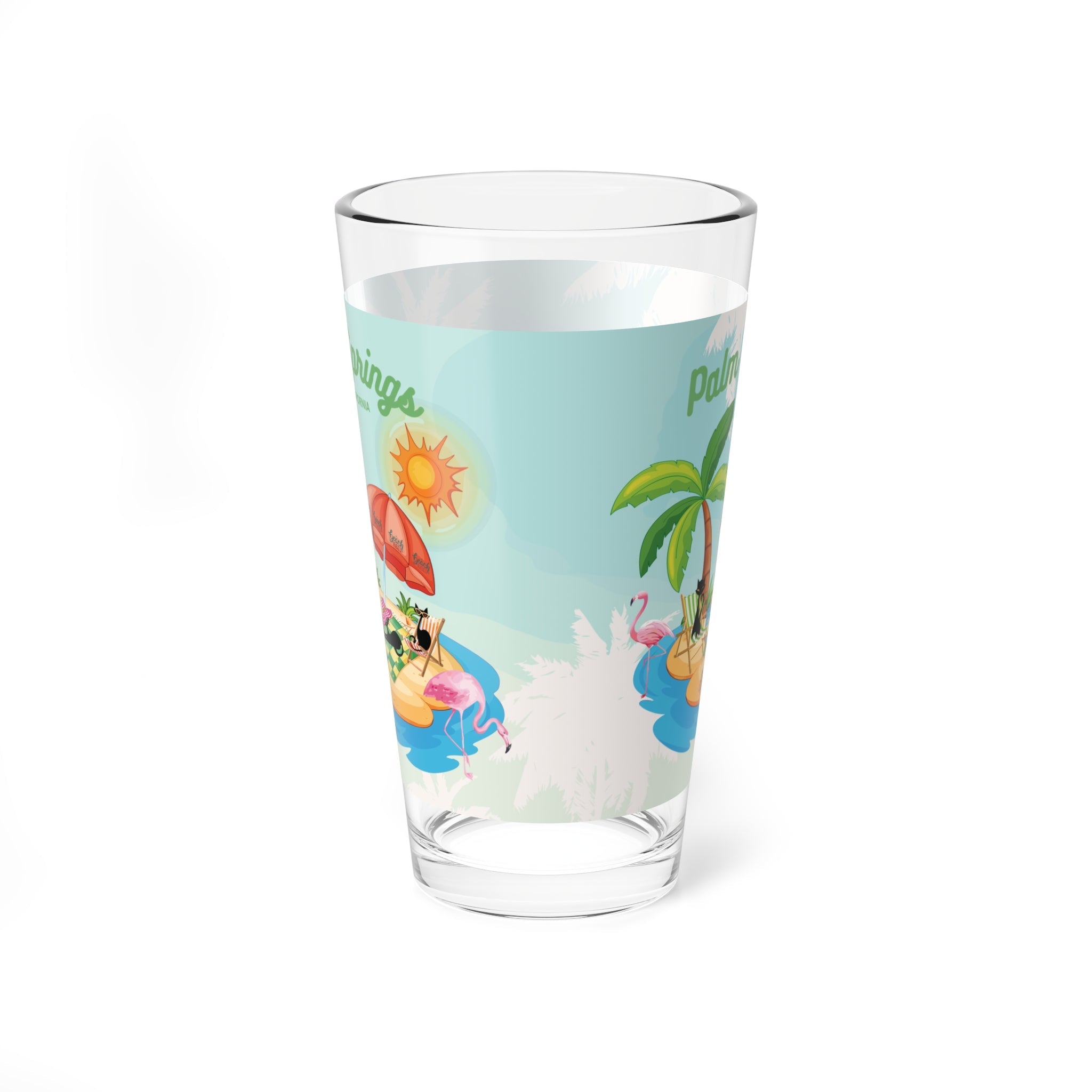 Kate McEnroe New York Palm Springs Mid Century Modern Pint Glass, Retro 50s Tropical Barware, Atomic Cat Summer DrinkwarePint Glasses26424211678449625013