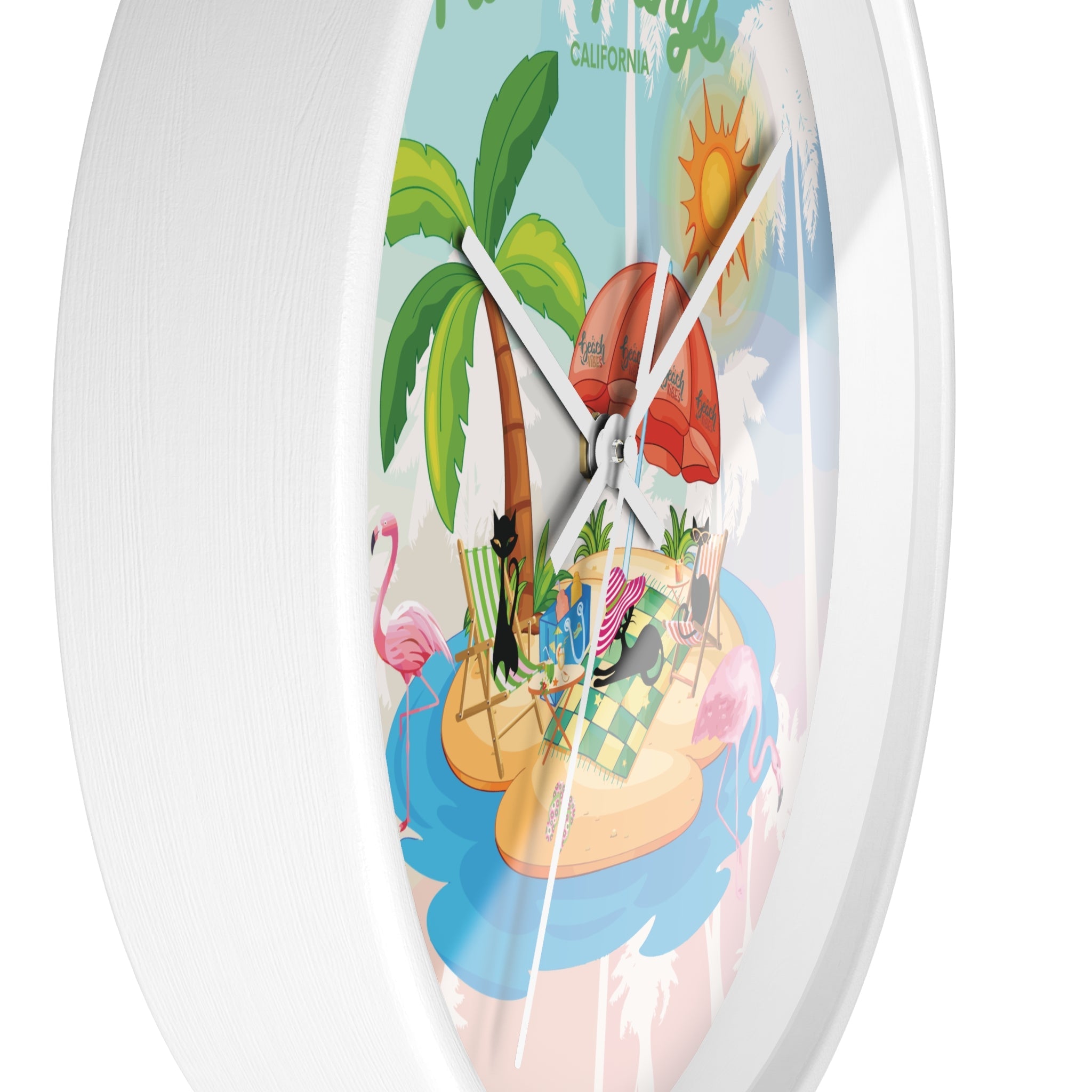 Kate McEnroe New York Palm Springs Mid Century Wall Clock, Retro 50s Tropical Beach Decor, Atomic Cat Flamingo TimepieceWall Clocks13913204995652198852