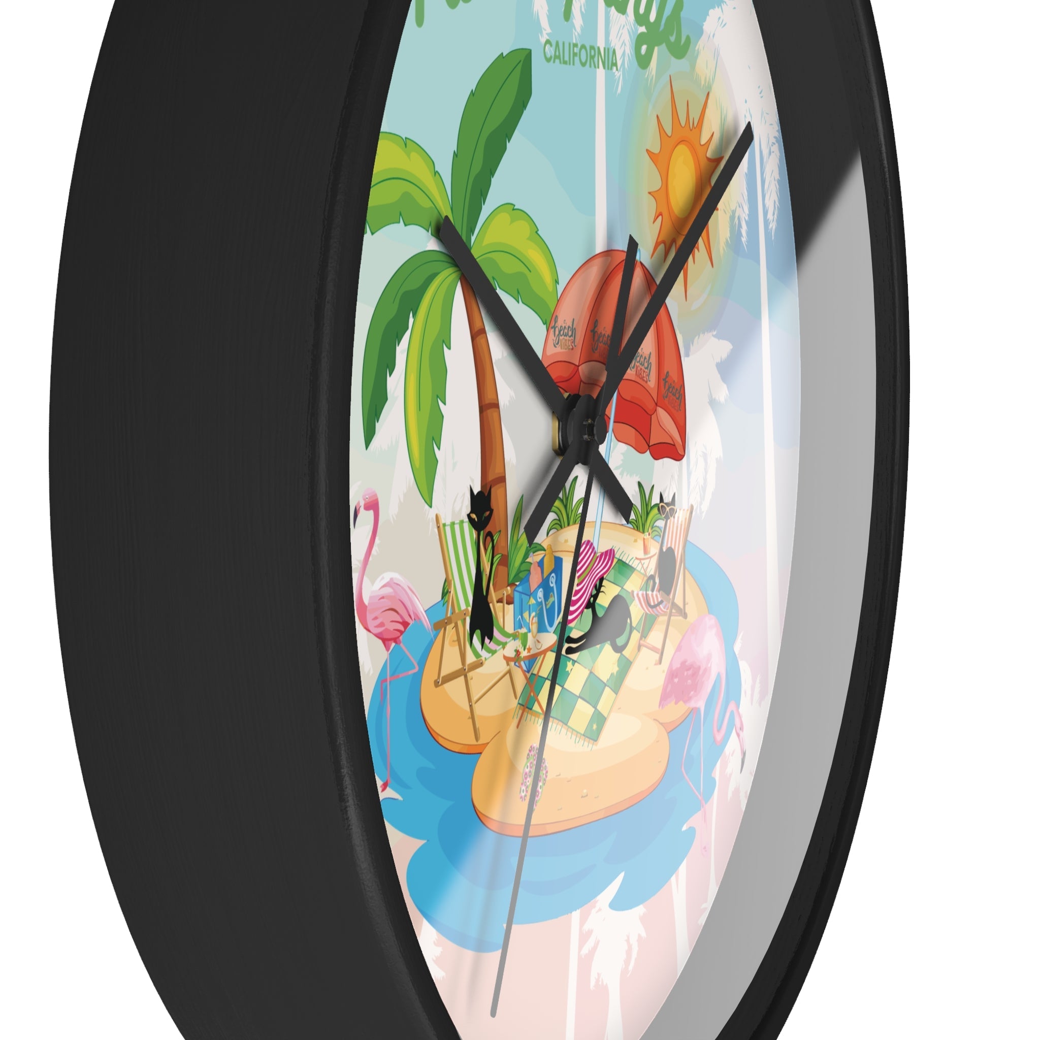 Kate McEnroe New York Palm Springs Mid Century Wall Clock, Retro 50s Tropical Beach Decor, Atomic Cat Flamingo TimepieceWall Clocks13913204995652198852