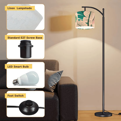 Kate McEnroe New York Palm Springs Tropical Floral Arc Floor Lamp, Mid Century Modern Lighting AccentArc Floor LampsIqfFvHDTW2