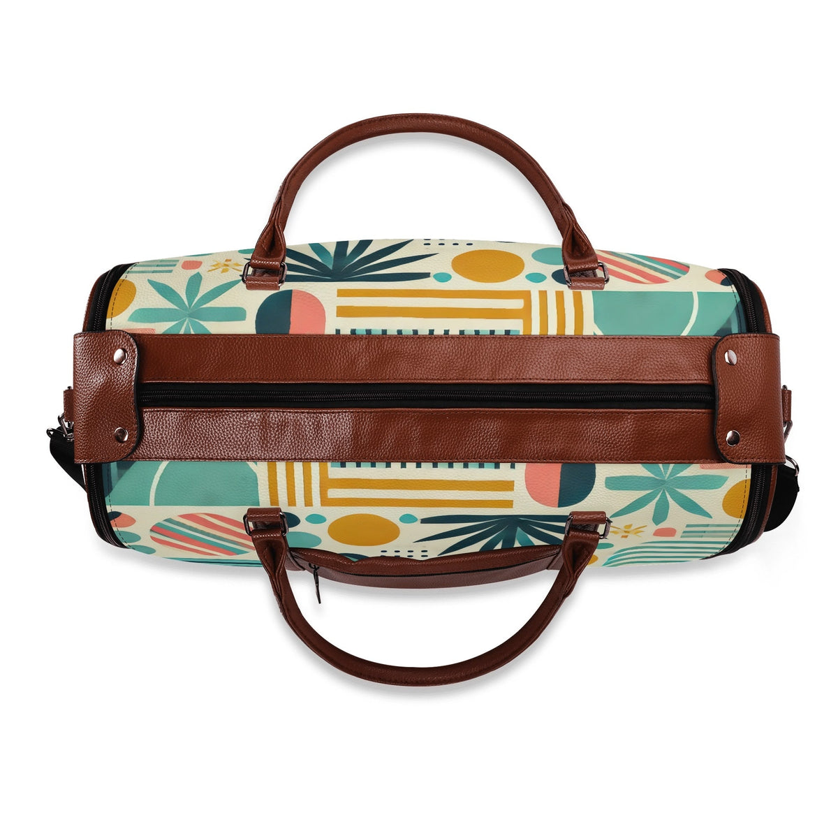 Kate McEnroe New York Palm Springs Tropical Mid Century Modern Duffel Bag, Foldable Retro Travel Weekender, Mod Carry - OnDuffel BagsNVO229MY - 1