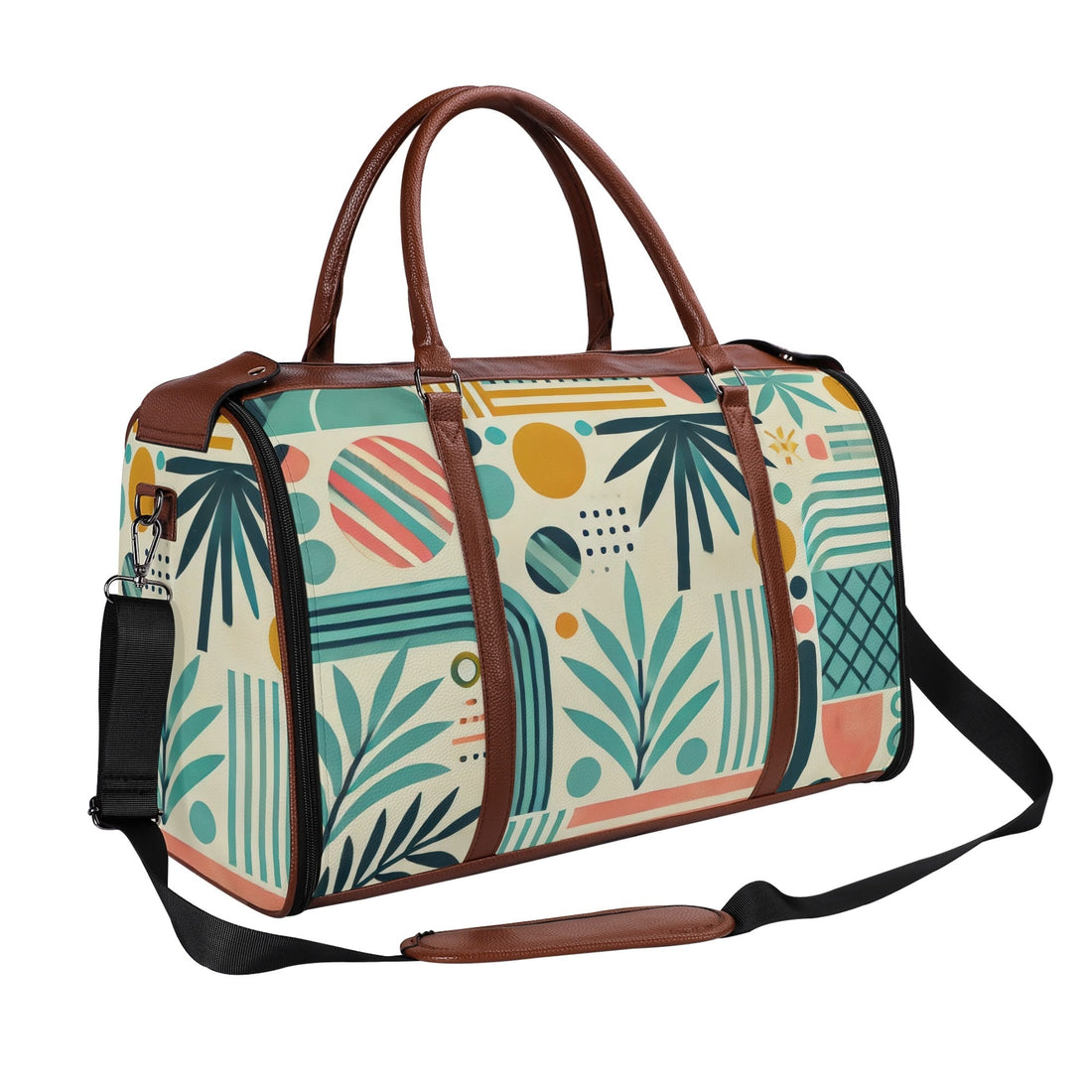 Kate McEnroe New York Palm Springs Tropical Mid Century Modern Duffel Bag, Foldable Retro Travel Weekender, Mod Carry - OnDuffel BagsNVO229MY - 1