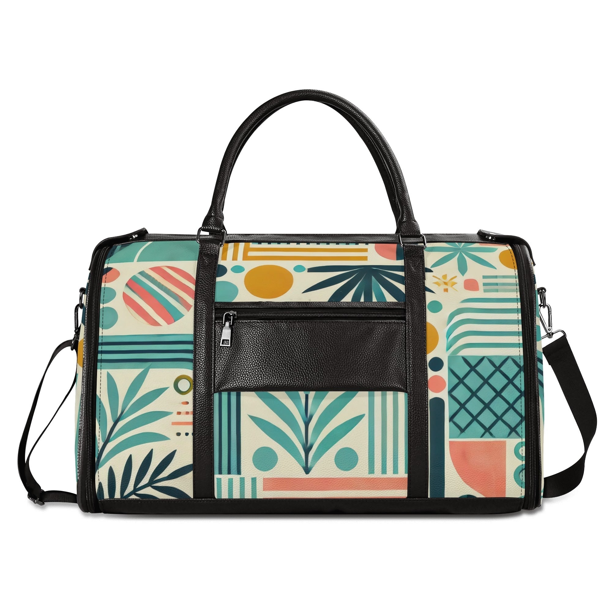 Kate McEnroe New York Palm Springs Tropical Mid Century Modern Duffel Bag, Foldable Retro Travel Weekender, Mod Carry - OnDuffel BagsNVO229MY - 2