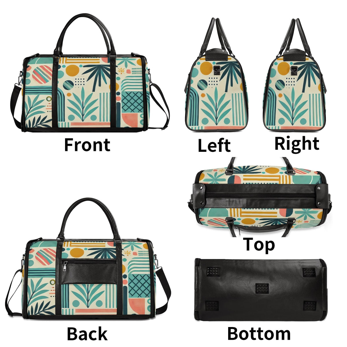 Kate McEnroe New York Palm Springs Tropical Mid Century Modern Duffel Bag, Foldable Retro Travel Weekender, Mod Carry - OnDuffel BagsNVO229MY - 2
