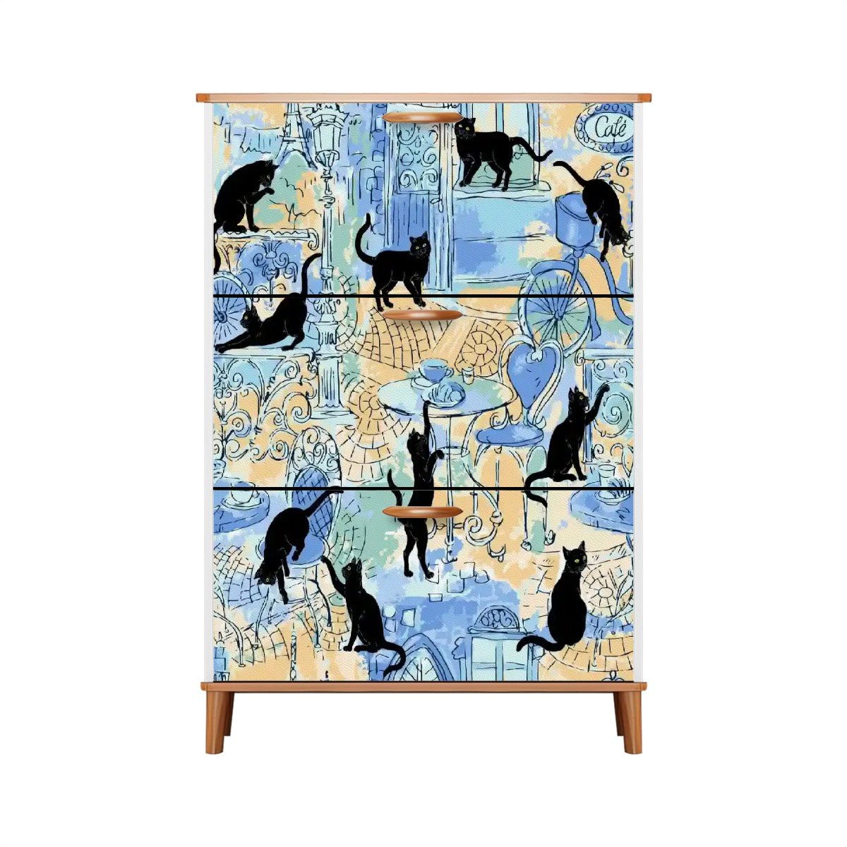 Kate McEnroe New York Parisian Black Cat Shoe Cabinet, Mid Century Modern European Cafe Art StorageShoe StorageF39EitySkS