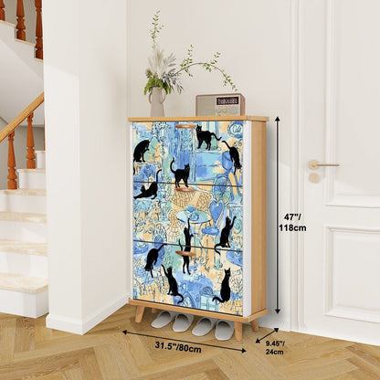Kate McEnroe New York Parisian Black Cat Shoe Cabinet, Mid Century Modern European Cafe Art StorageShoe StorageF39EitySkS