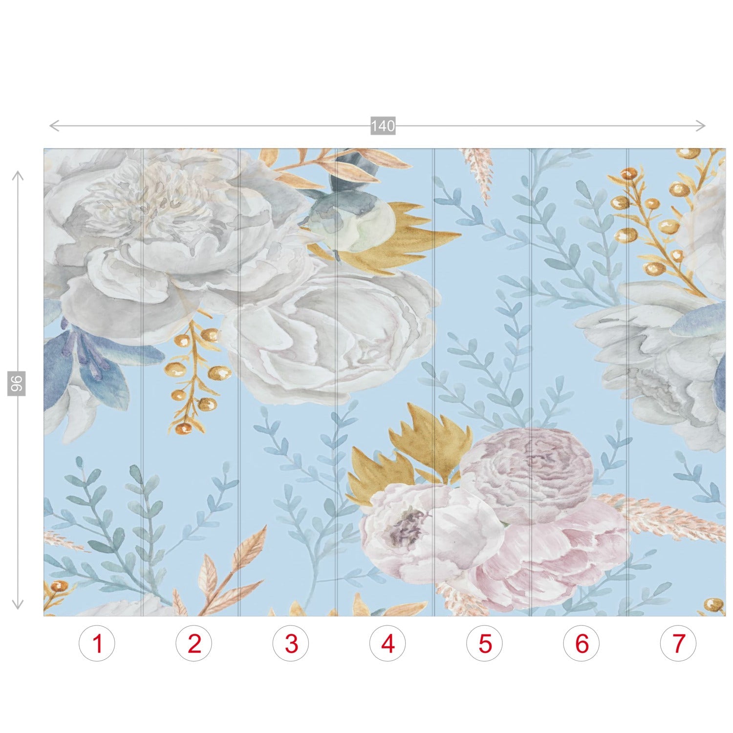 Kate McEnroe New York Pastel Blue And White Peony Floral Wall MuralWall Mural119308