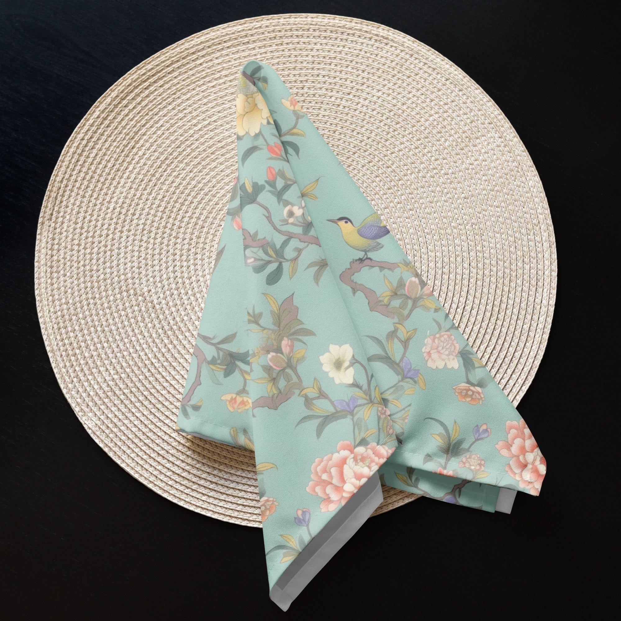 Kate McEnroe New York Pastel Chinoiserie Cloth Napkins, Set of 4, Elegant Floral and Bird Table Linens Napkins 4-piece set / White / 19&quot; × 19&quot; 15541888431166700436