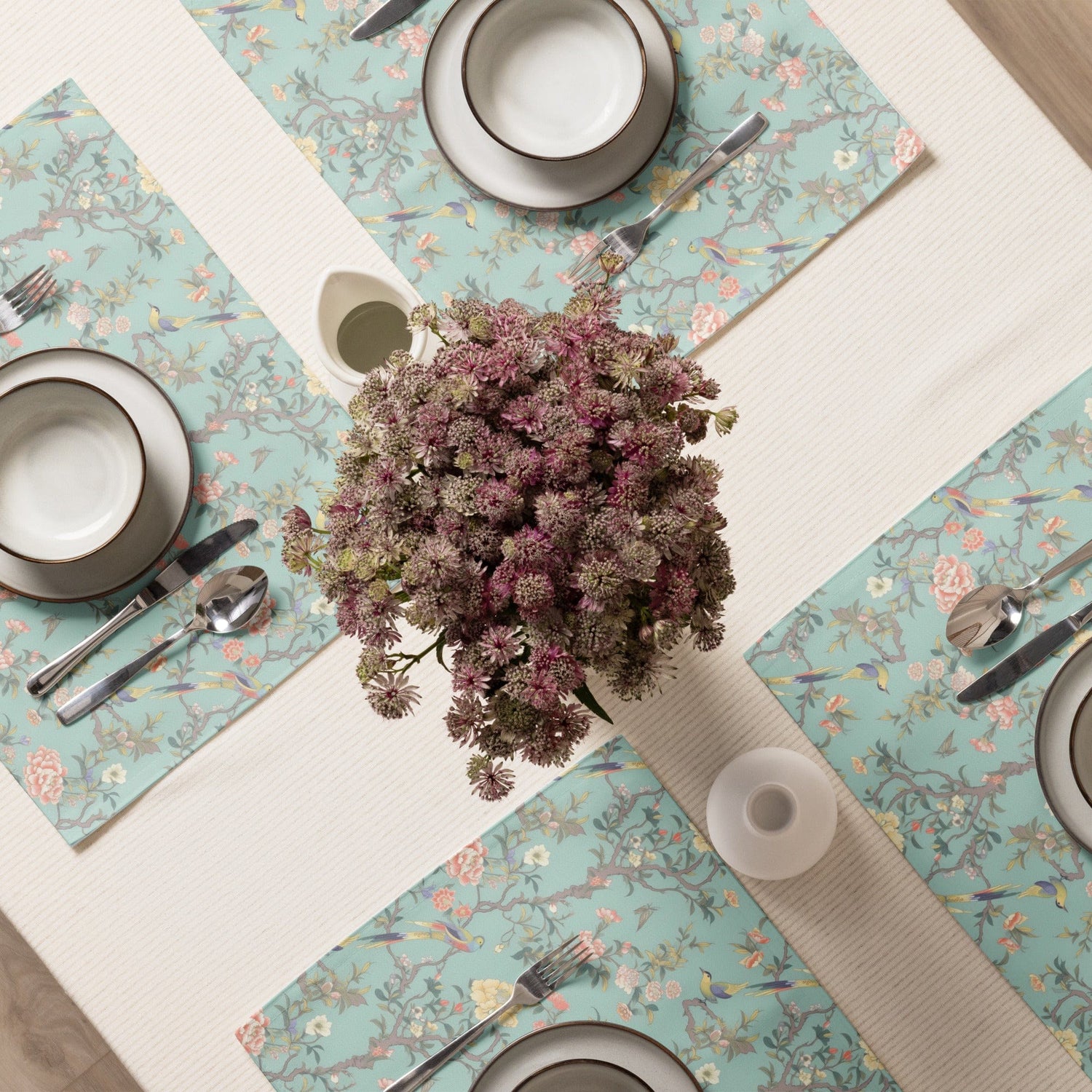 Kate McEnroe New York Pastel Chinoiserie Placemats, Set of 4, Elegant Floral and Bird Table MatsPlacemats9231200_17484