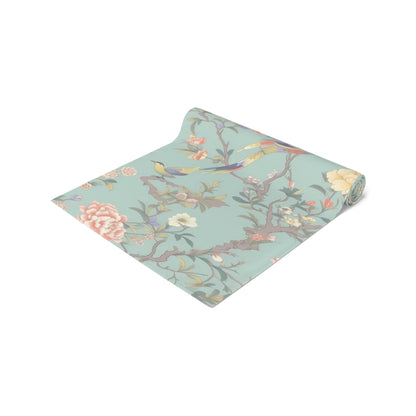 Kate McEnroe New York Pastel Chinoiserie Table Runner, Elegant Floral Bird Table LinensTable Runners33146429674262810975