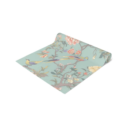 Kate McEnroe New York Pastel Chinoiserie Table Runner, Elegant Floral Bird Table LinensTable Runners33146429674262810975