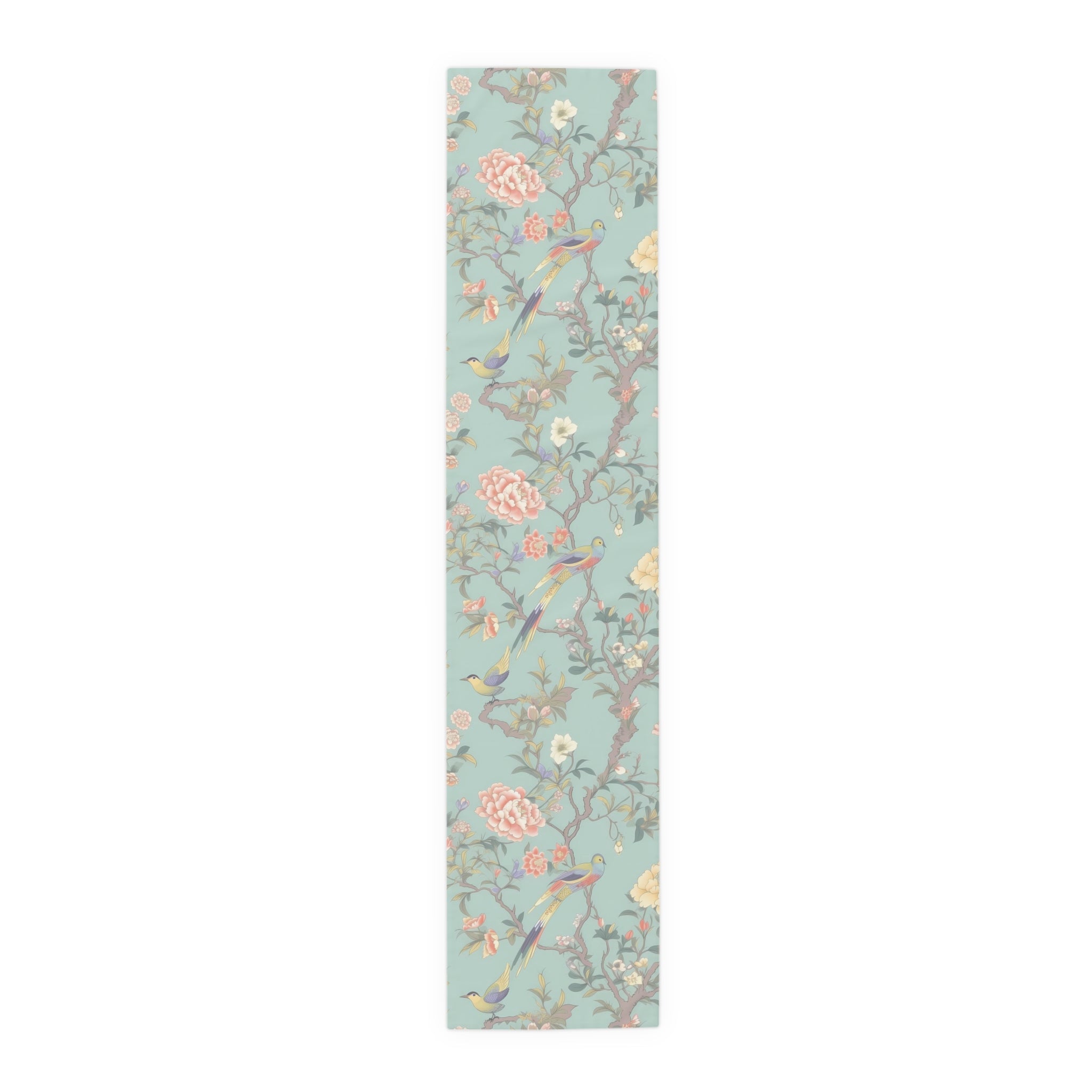 Kate McEnroe New York Pastel Chinoiserie Table Runner, Elegant Floral Bird Table LinensTable Runners33146429674262810975