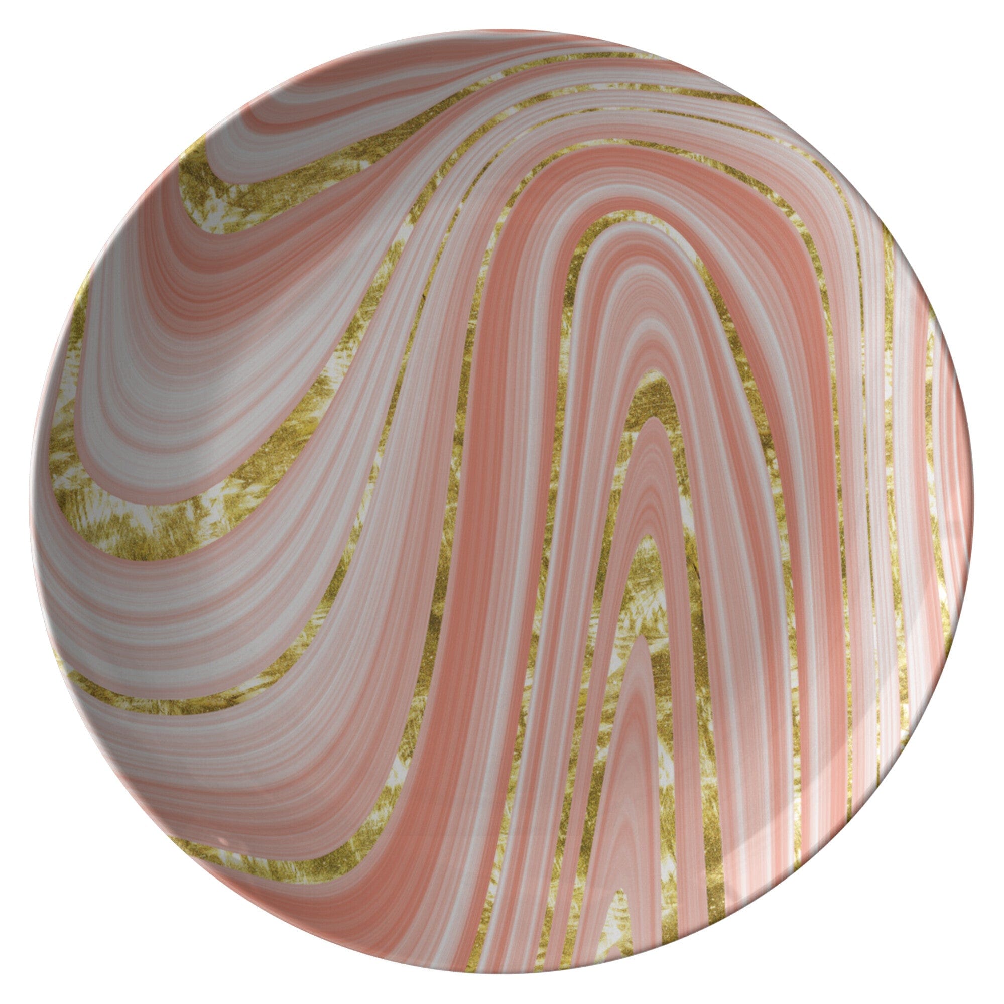 Kate McEnroe New York Peach Gold Swirl Marble Print Dinner PlatesPlatesP20 - MAR - PEA - 71S