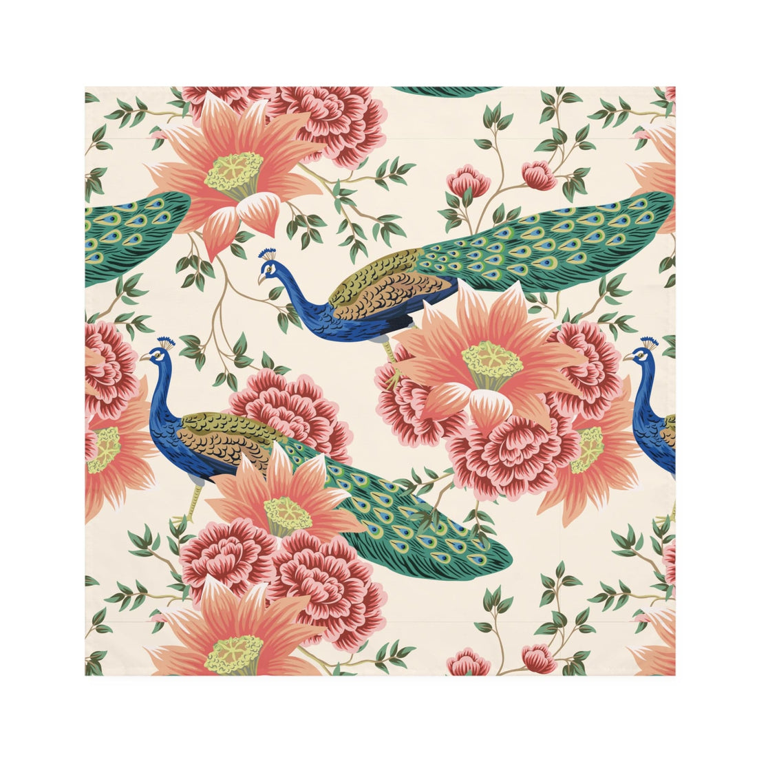 Kate McEnroe New York Peacock Floral Chinoiserie Napkin Set, Elegant Table Linens, Exotic Garden Party Decor Napkins 4-piece set / 19&quot; × 19&quot; 93047348784239980599