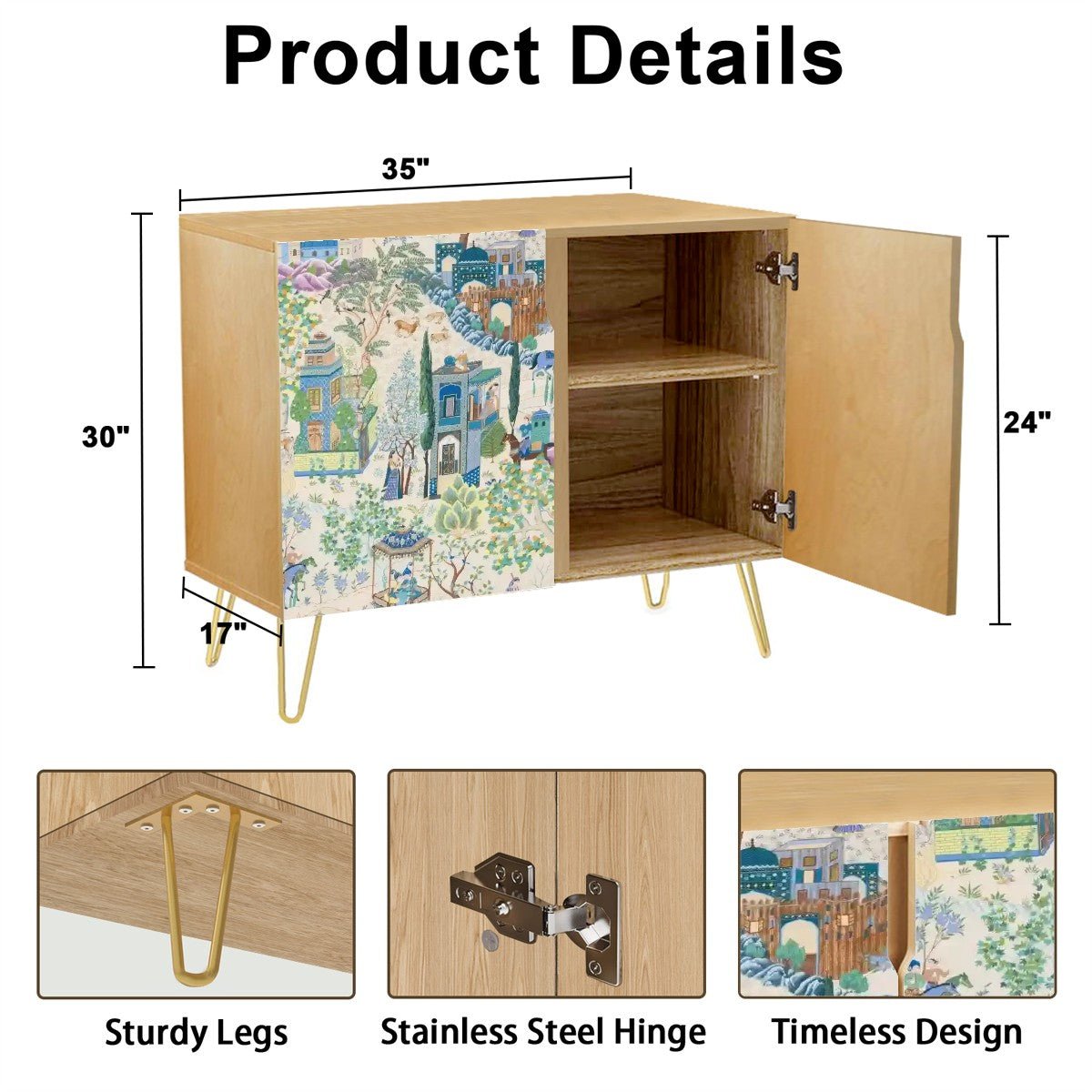 Kate McEnroe New York Persian Miniature Art Storage Cabinet, Ornate Vintage Boho SideboardStorage CabinetsFgRkch1sX2