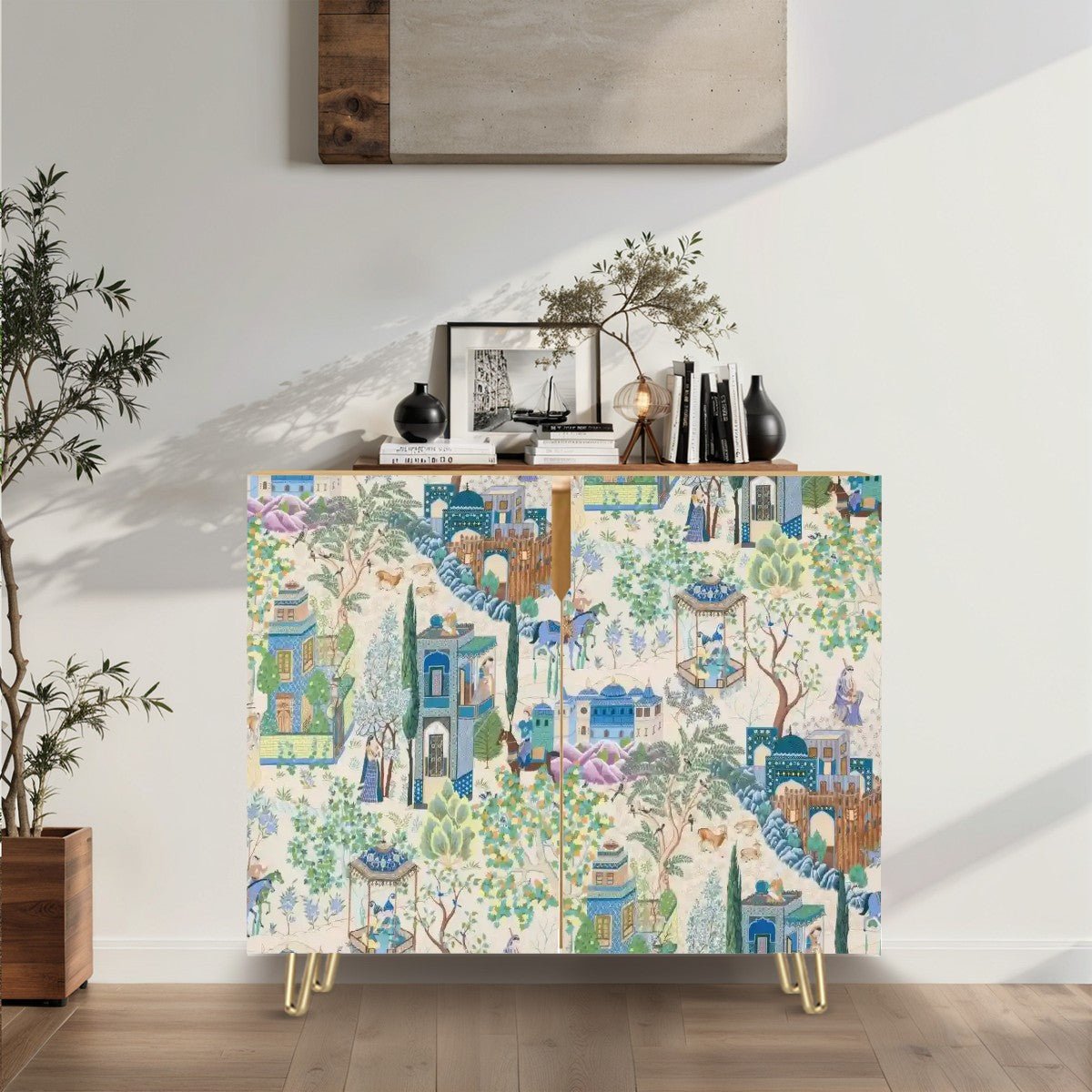 Kate McEnroe New York Persian Miniature Art Storage Cabinet, Ornate Vintage Boho SideboardStorage CabinetsFgRkch1sX2