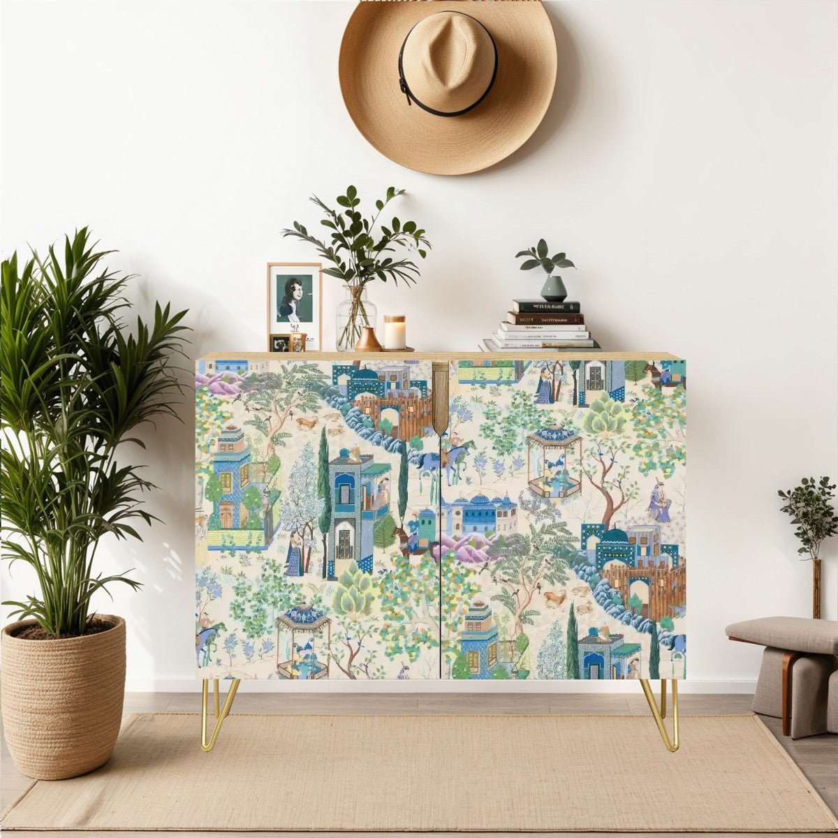 Kate McEnroe New York Persian Miniature Art Storage Cabinet, Ornate Vintage Boho SideboardStorage CabinetsFgRkch1sX2