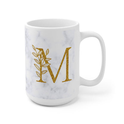 Kate McEnroe New York Personalized 15oz Marble Initial Letter Floral Monogram Ceramic Mug Personalized Mugs 15oz 28515381753701854089