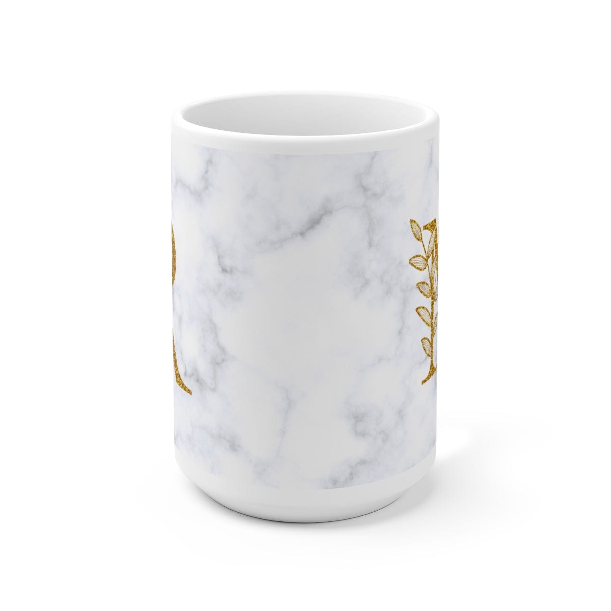 Kate McEnroe New York Personalized 15oz Marble Initial Letter Floral Monogram Ceramic Mug Personalized Mugs 15oz 28515381753701854089