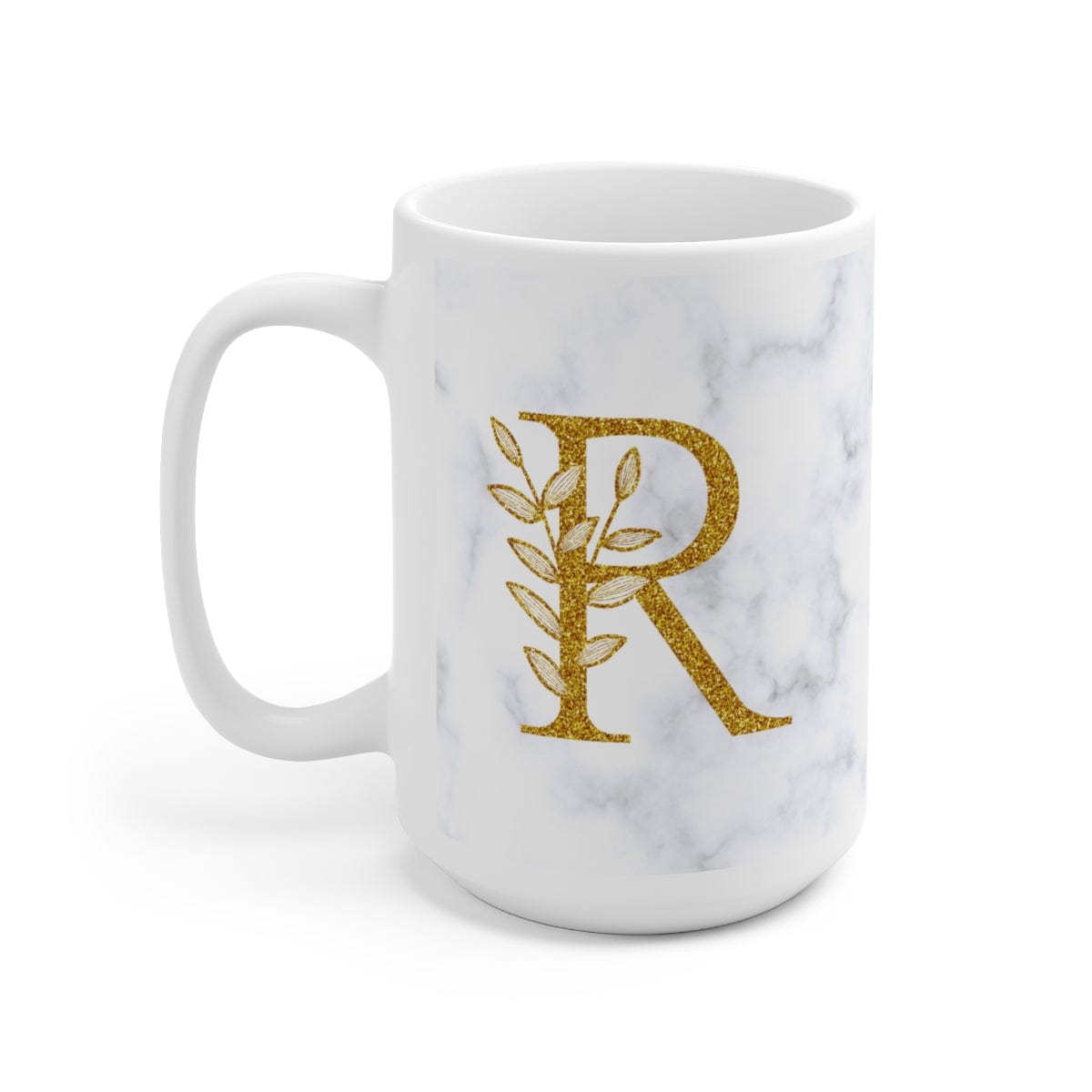 Kate McEnroe New York Personalized 15oz Marble Initial Letter Floral Monogram Ceramic MugMugs28515381753701854089