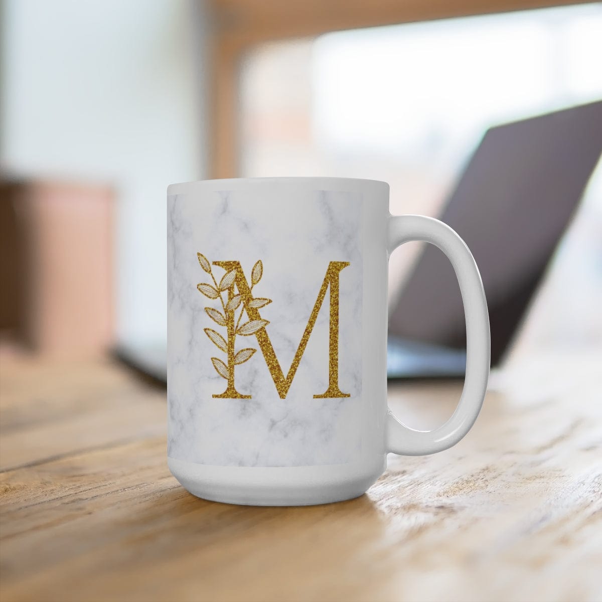 Kate McEnroe New York Personalized 15oz Marble Initial Letter Floral Monogram Ceramic MugMugs28515381753701854089