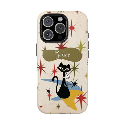 Kate McEnroe New York Personalized Atomic Cat Tough IPhone Cases, Mid Century Modern, Retro Kitschy Starburst, Christmas Gifts, MCM Holiday GiftPhone Cases15492948684010136758
