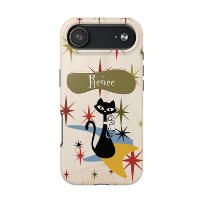 Kate McEnroe New York Personalized Atomic Cat Tough IPhone Cases, Mid Century Modern, Retro Kitschy Starburst, Christmas Gifts, MCM Holiday GiftPhone Cases33394263779597600105