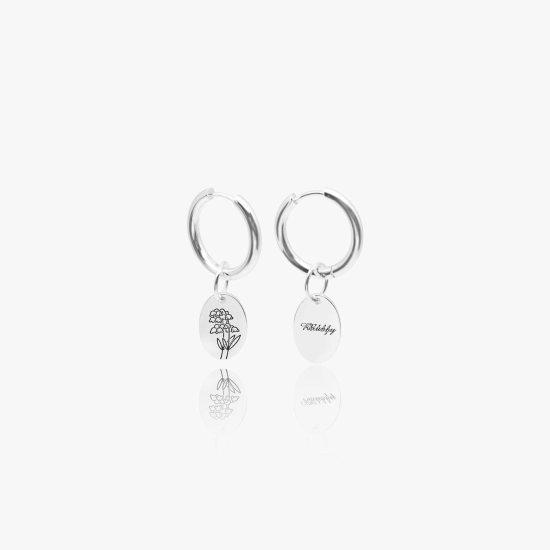 Kate McEnroe New York Personalized Birth Month Flower Earrings, Floral Signet Hoops, Custom Name Engraved JewelryEarringsqrctia17_001