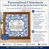 Kate McEnroe New York Personalized Chinoiserie Custom Family Recipe Keepsake Framed Wall ArtFramed Wall Art
