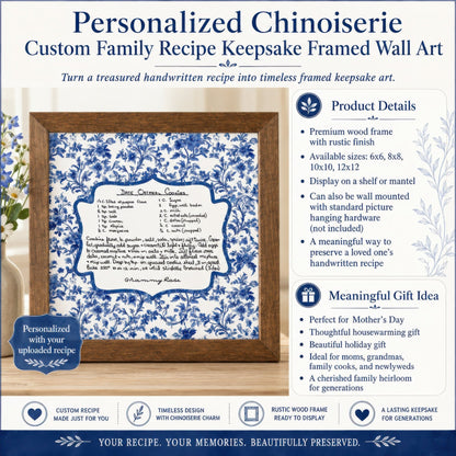 Kate McEnroe New York Personalized Chinoiserie Custom Family Recipe Keepsake Framed Wall ArtFramed Wall Art
