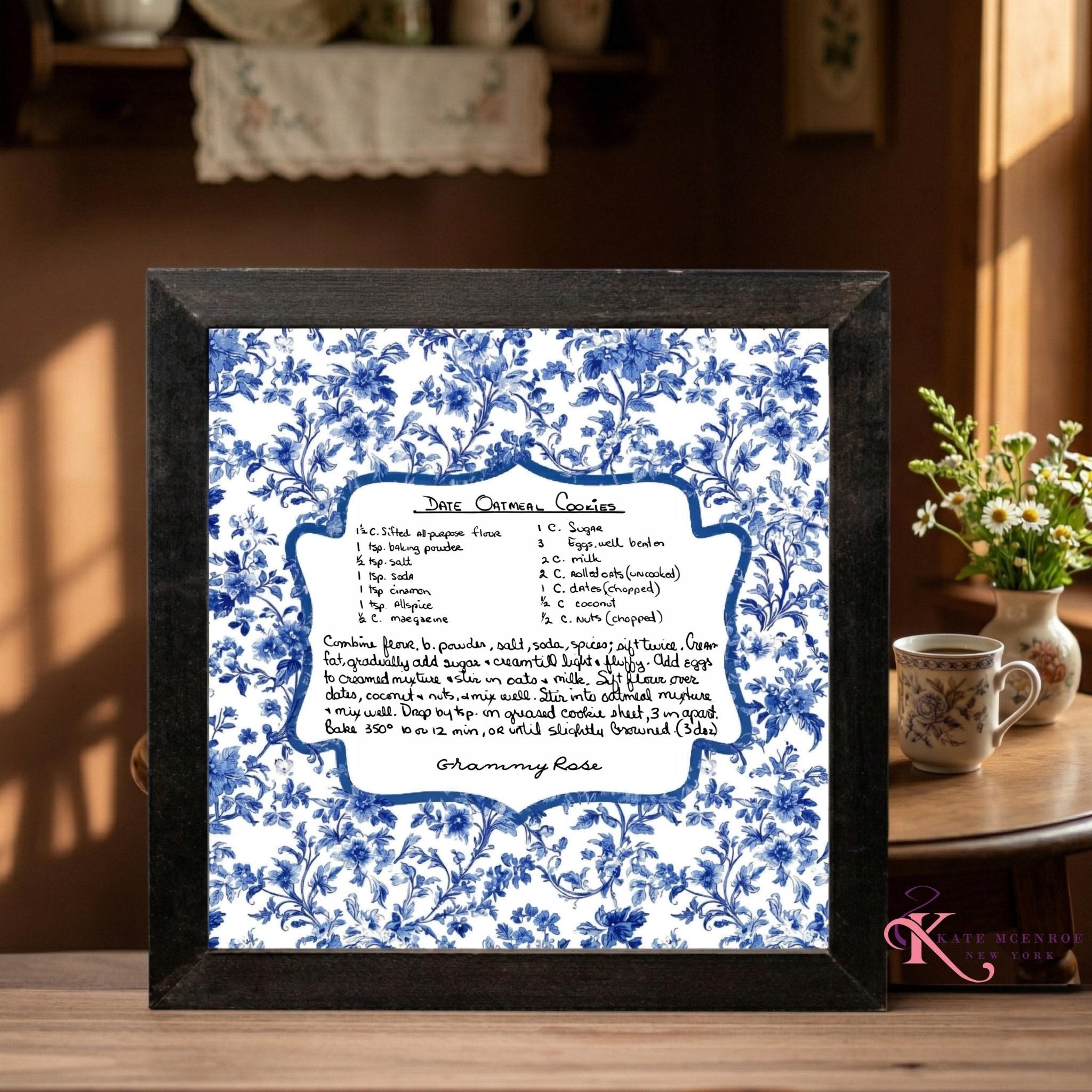 Kate McEnroe New York Personalized Chinoiserie Custom Family Recipe Keepsake Framed Wall ArtFramed Wall Art