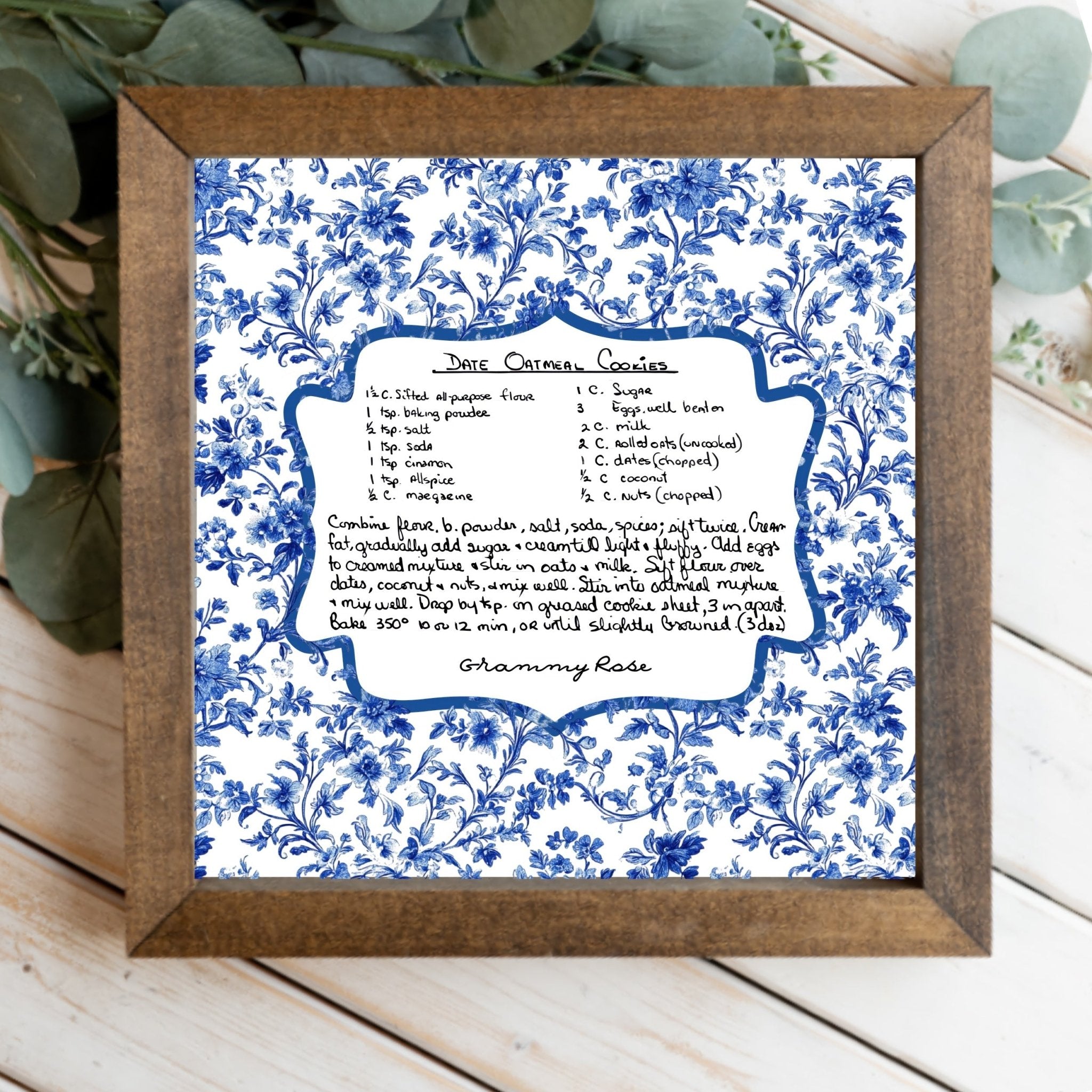 Kate McEnroe New York Personalized Chinoiserie Custom Family Recipe Keepsake Framed Wall ArtFramed Wall Art