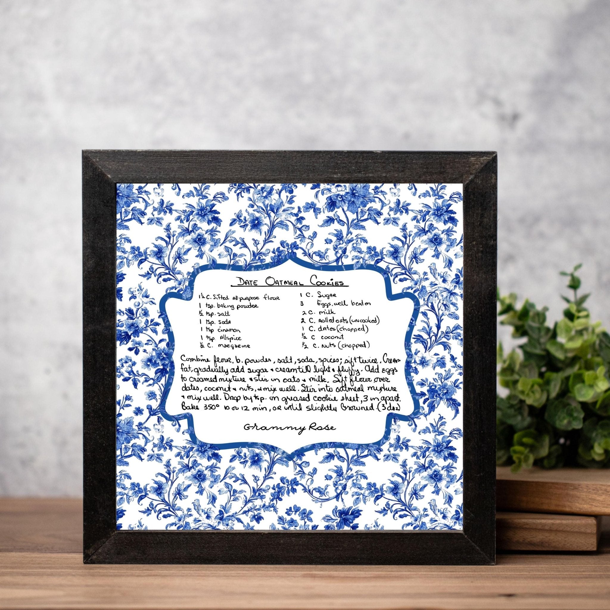 Kate McEnroe New York Personalized Chinoiserie Custom Family Recipe Keepsake Framed Wall ArtFramed Wall Art