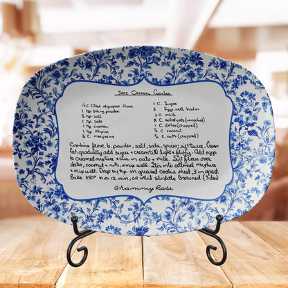Kate McEnroe New York Personalized Chinoiserie Recipe Platter, Custom Handwritten Keepsake Dish, Family Heirloom Recipe Plate, Mother&