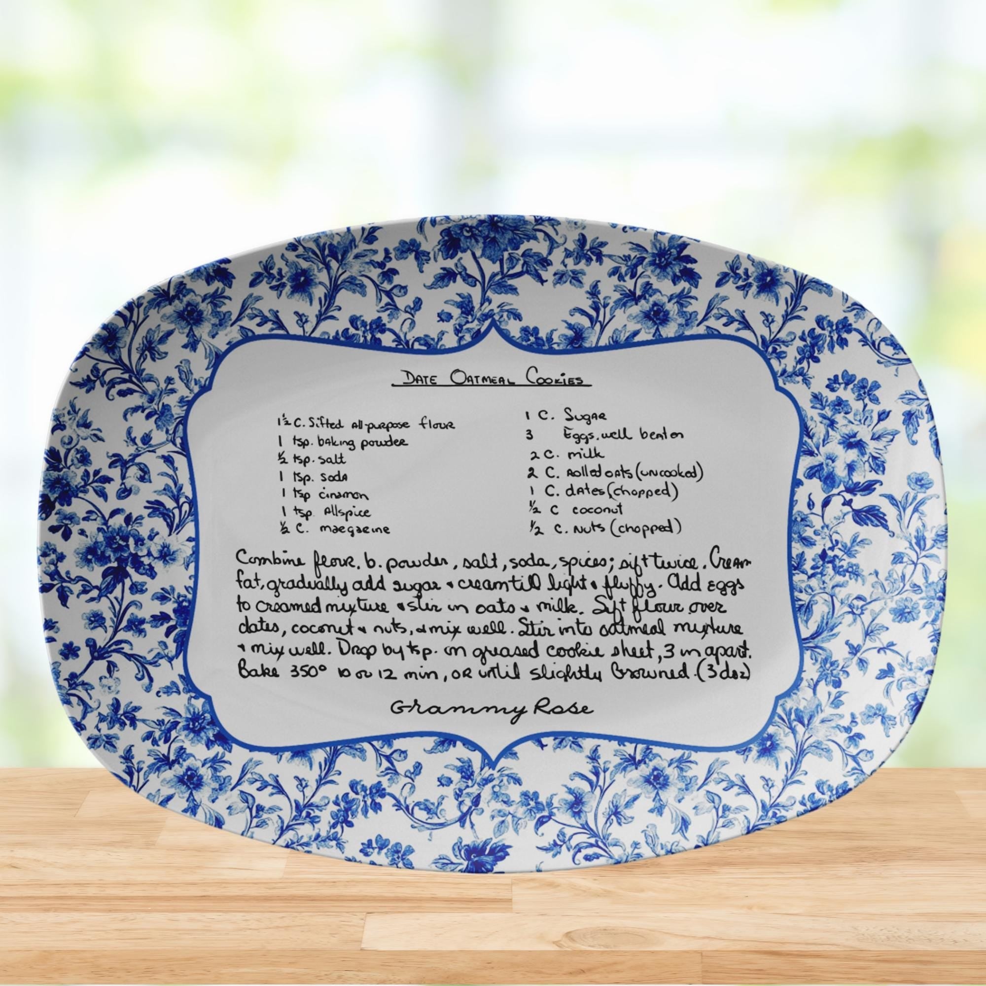 Kate McEnroe New York Personalized Chinoiserie Recipe Platter, Custom Handwritten Keepsake Dish, Family Heirloom Recipe Plate, Mother&