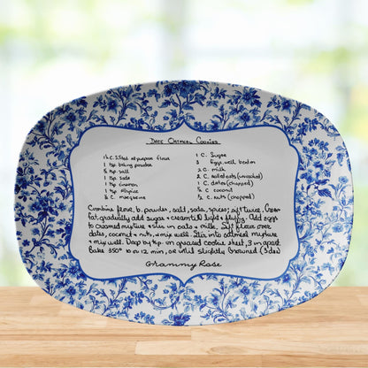 Kate McEnroe New York Personalized Chinoiserie Recipe Platter, Custom Handwritten Keepsake Dish, Family Heirloom Recipe Plate, Mother&