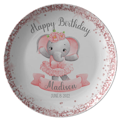 Kate McEnroe New York Personalized Elephant Ballerina Birthday PlatePlatesPP2 - ELE - BAL - 2S